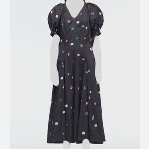 3.1 Phillip Lim Midnight Navy Floral-Embroidered Women’s Midi Gathered Dress